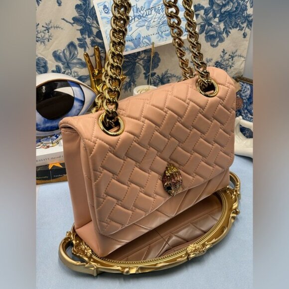 🆕 KURT GEIGER LONDON 🧿 NWOT Large Kensington Long Flap East West Bag, Peach - Picture 3 of 16